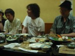 First night. A get together in seventh floor Shinjuku restaurant with Firestarter and Rockbottom.  Pictured are Jimbo (Firestarter),  Tachi (Rockbottom), Peter & Hugh 
